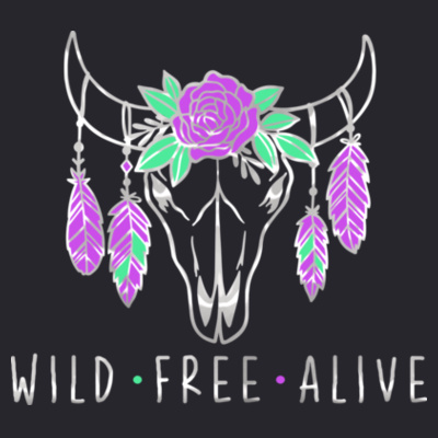 Wild Free Alive Skull - Ladies' V-T Design